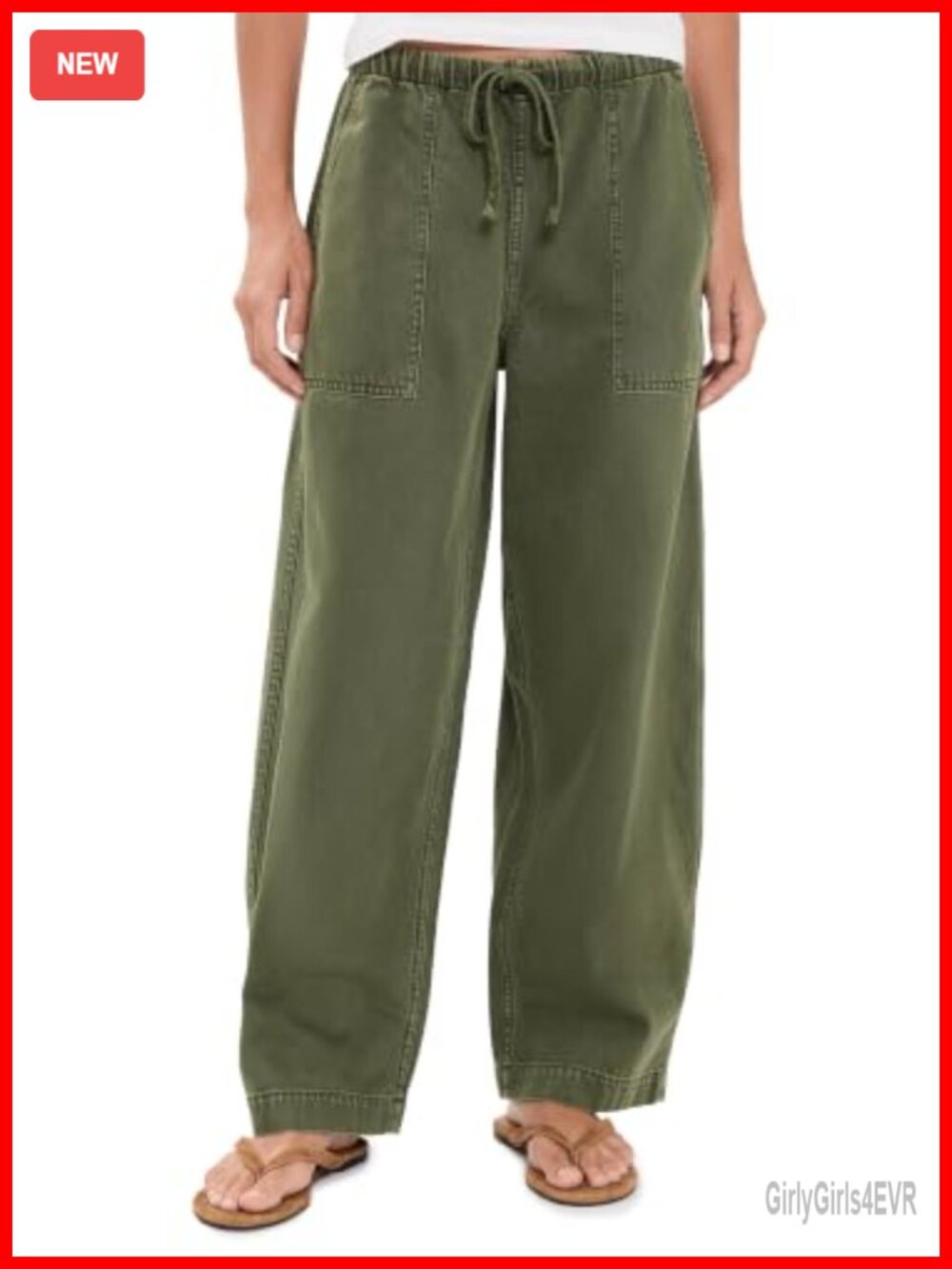 Pull-On Barrel-Leg Utility Pants High Rise Relaxed Fit Airy Denim